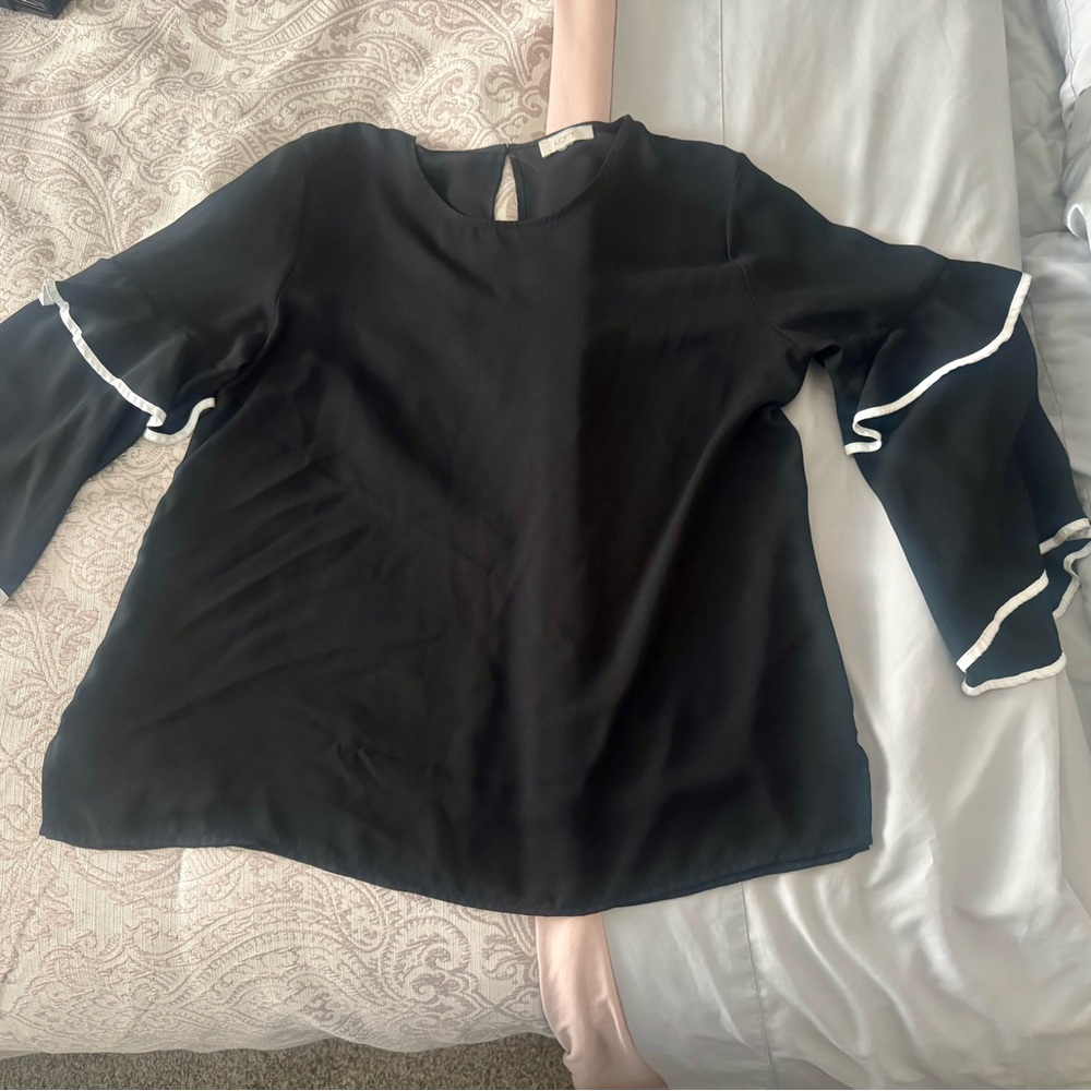 Loft Black Women's Top with White Trim